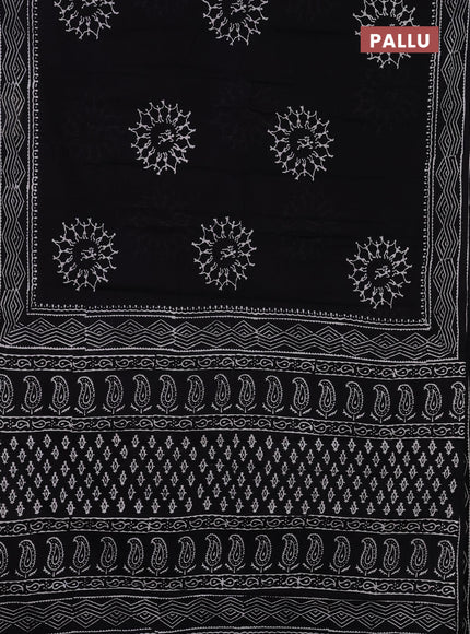 Jaipur cotton saree black with warli butta prints and printed border