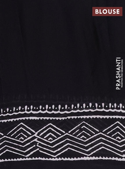 Jaipur cotton saree black with warli butta prints and printed border
