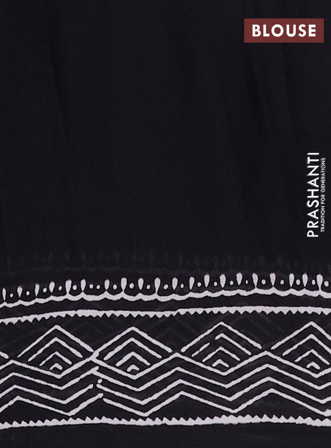 Jaipur cotton saree black with warli butta prints and printed border