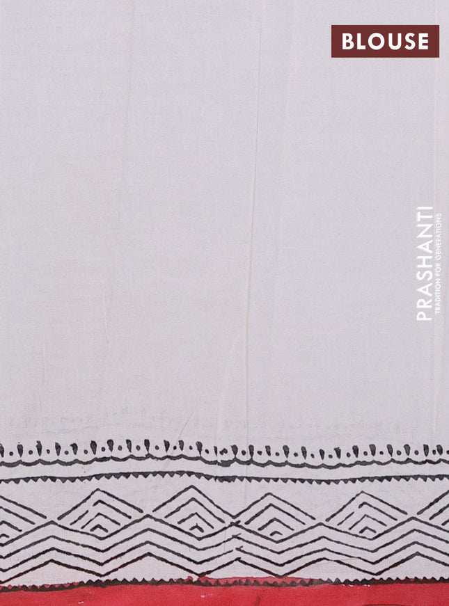 Jaipur cotton saree off white and maroon with warli butta prints and printed border