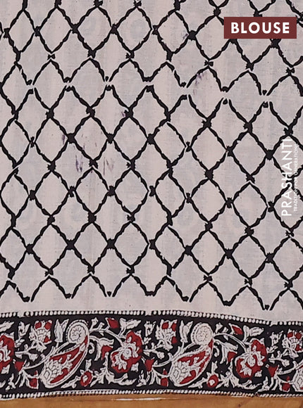 Jaipur cotton saree marron and black with allover kalamkari prints and printed border