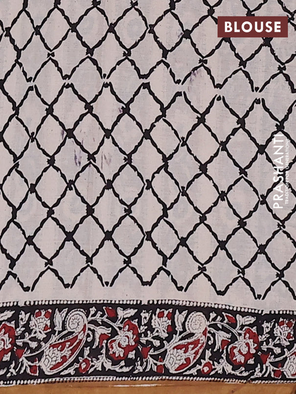 Jaipur cotton saree marron and black with allover kalamkari prints and printed border