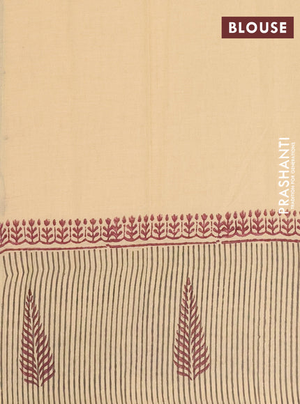 Jaipur cotton saree beige and grey with allover kalamkari prints and long printed border