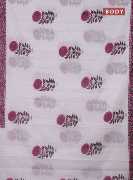 Jaipur cotton saree off white and pink grey with floral butta prints and printed border