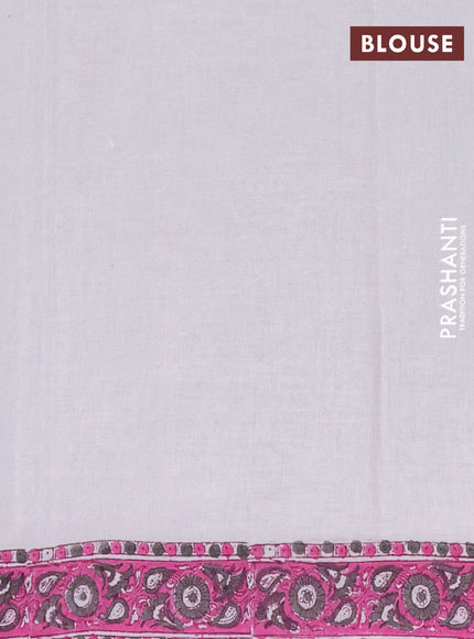 Jaipur cotton saree off white and pink grey with floral butta prints and printed border