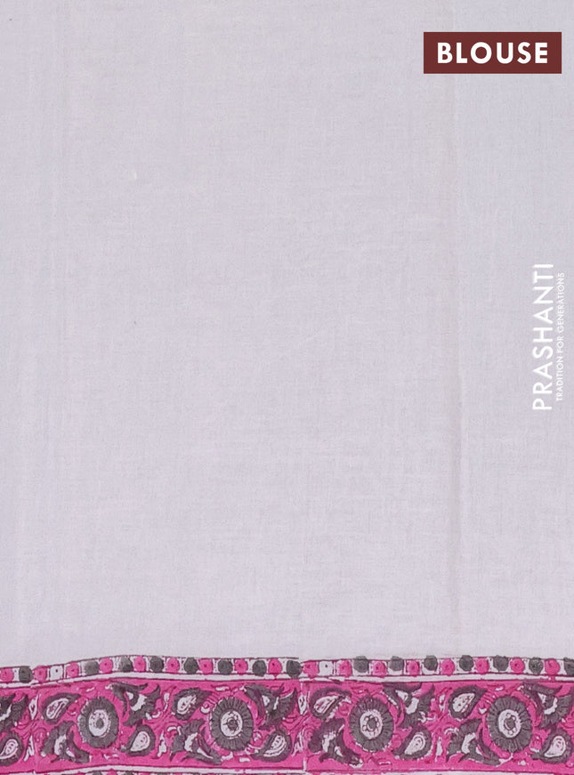 Jaipur cotton saree off white and pink grey with floral butta prints and printed border