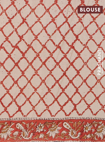 Jaipur cotton saree black and marron with allover kalamkari prints and printed border