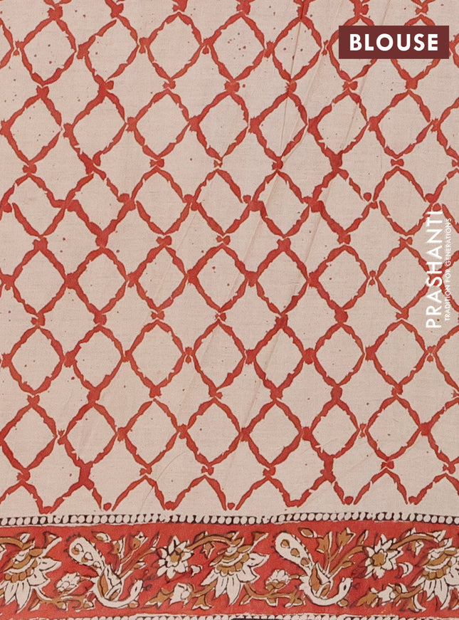 Jaipur cotton saree black and marron with allover kalamkari prints and printed border