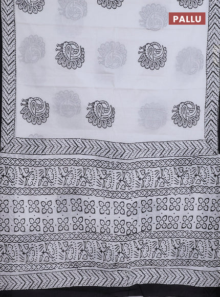 Jaipur cotton saree off white and black with annam butta prints and printed border