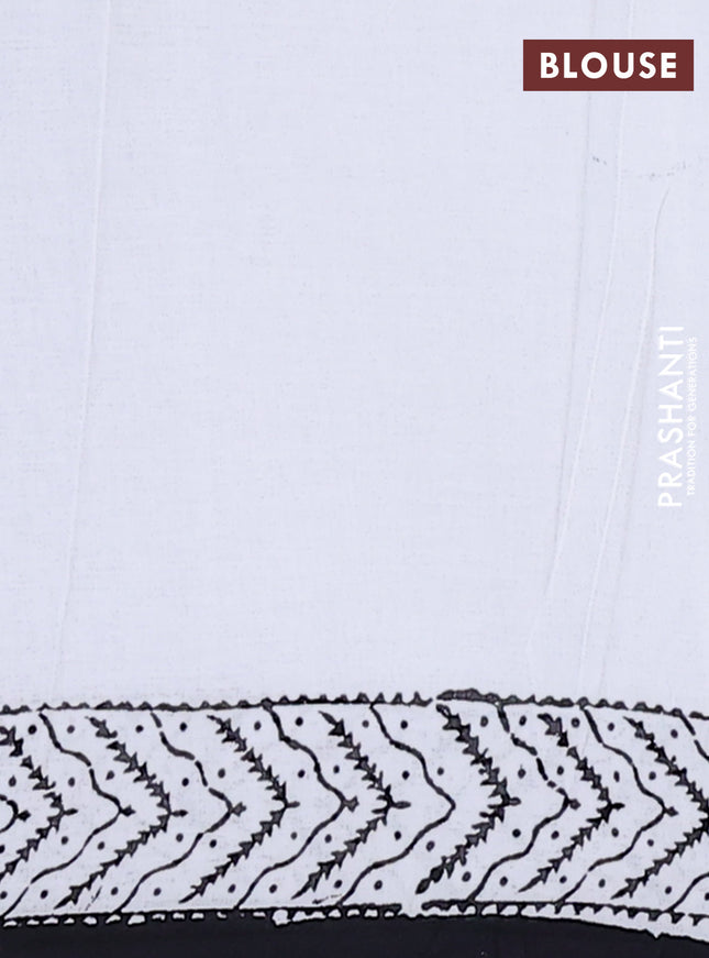 Jaipur cotton saree off white and black with annam butta prints and printed border