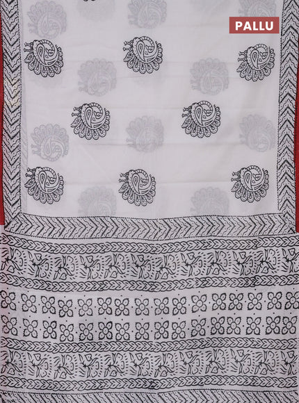 Jaipur cotton saree off white and maroon with annam butta prints and printed border