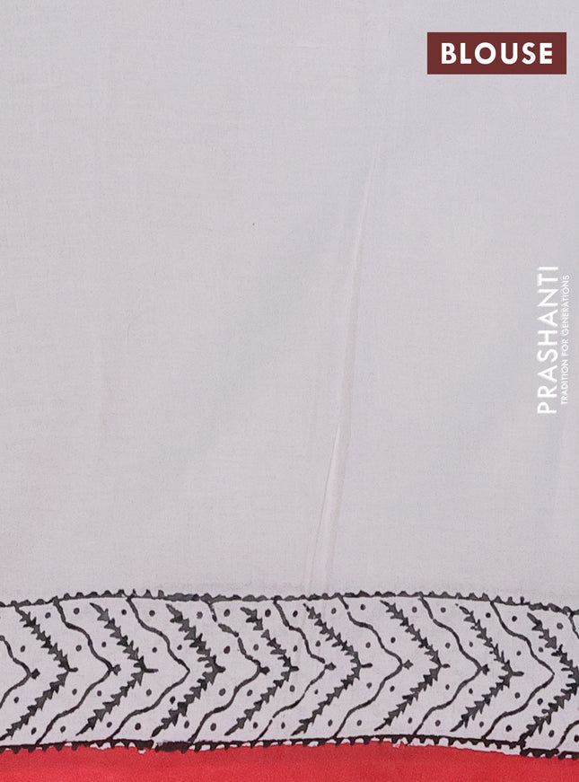 Jaipur cotton saree off white and maroon with annam butta prints and printed border