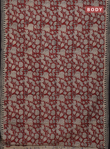 Jaipur cotton saree maroon and black with allover kalamkari prints and printed border
