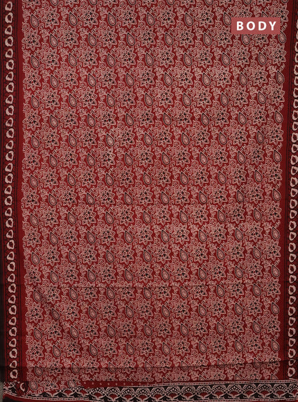 Jaipur cotton saree marron and black with allover kalamkari prints and printed border