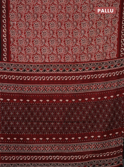 Jaipur cotton saree marron and black with allover kalamkari prints and printed border