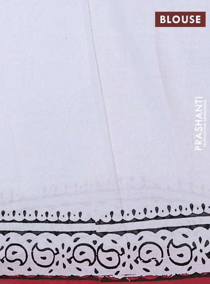 Jaipur cotton saree off white and marron with butterfly butta prints and printed border