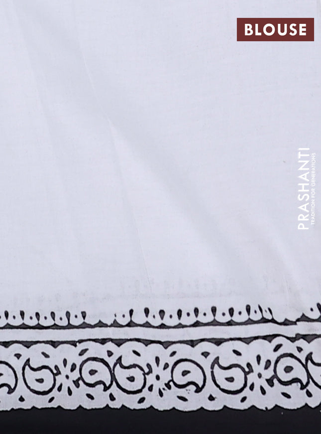 Jaipur cotton saree off white and black with butterfly butta prints and printed border