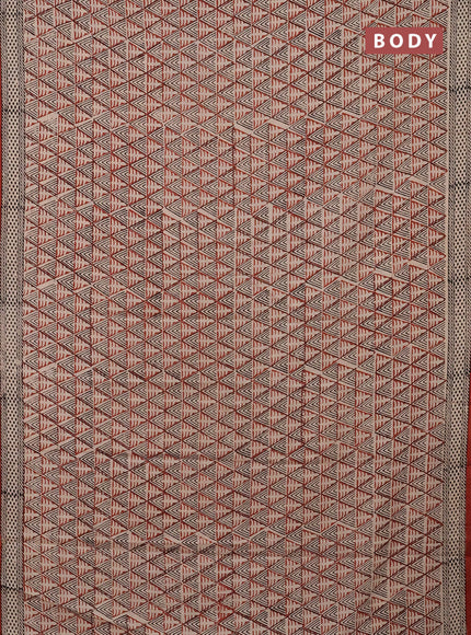 Jaipur cotton saree beige and rust shade with allover prints and printed border