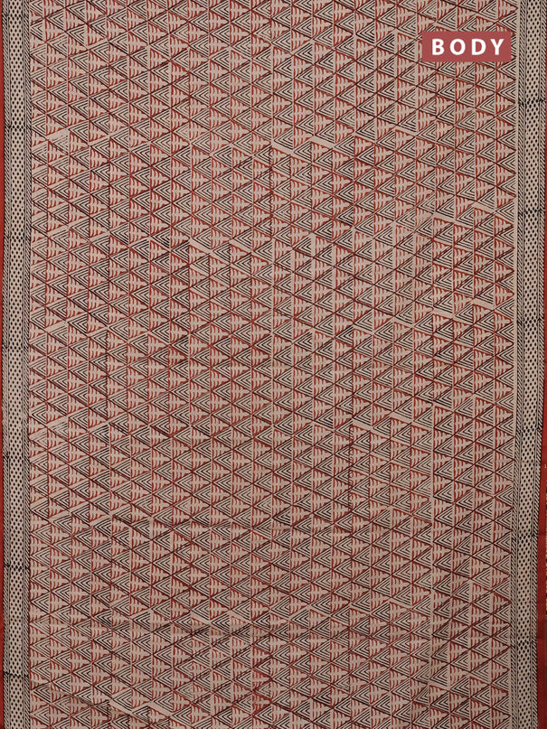 Jaipur cotton saree beige and rust shade with allover prints and printed border