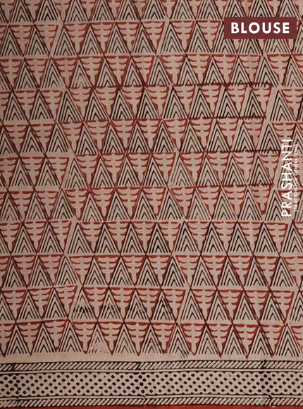 Jaipur cotton saree beige and rust shade with allover prints and printed border