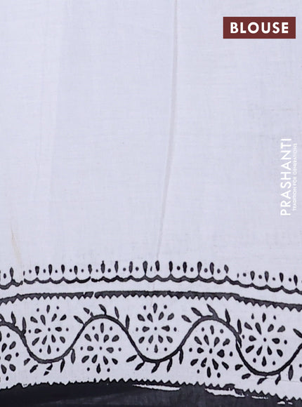 Jaipur cotton saree off white and black With Warli butta prints and printed border