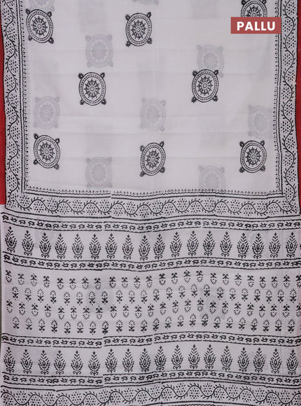 Jaipur cotton saree off white and marron with warli butta prints and printed border