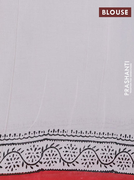 Jaipur cotton saree off white and marron with warli butta prints and printed border