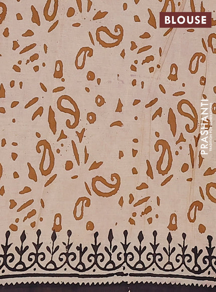 Jaipur cotton saree blue and beige with allover kalamkari prints and printed border