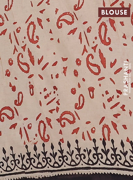 Jaipur cotton saree black and beige with allover kalamkari prints and printed border