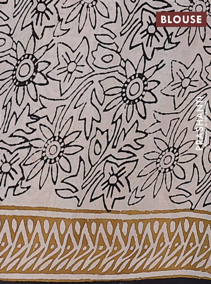 Jaipur cotton saree black and sandal with allover kalamkari prints and printed border