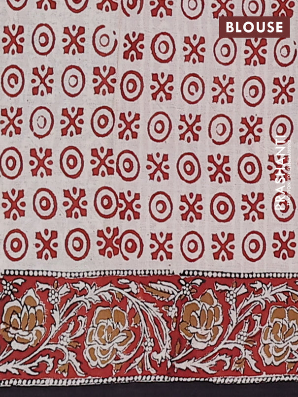 Jaipur cotton saree black and maroon with allover kalamkari prints and printed border