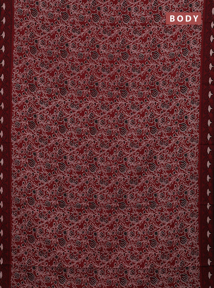 Jaipur cotton saree maroon and black with allover kalamkari prints and printed border