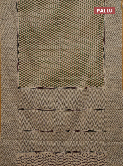 Jaipur cotton saree beige and mustard yellow with allover butta prints and printed border