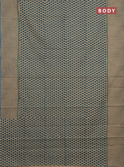 Jaipur cotton saree beige and pastel blue with allover butta prints and printed border