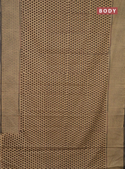 Jaipur cotton saree beige and grey with allover butta prints and printed border