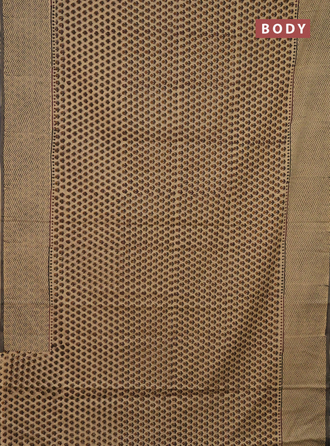 Jaipur cotton saree beige and grey with allover butta prints and printed border