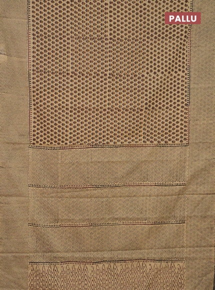 Jaipur cotton saree beige and grey with allover butta prints and printed border