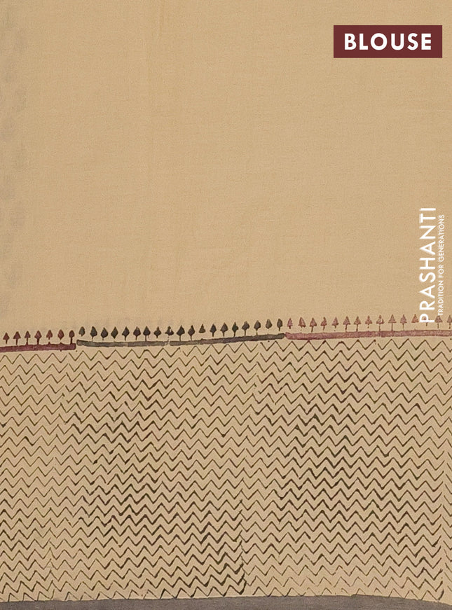 Jaipur cotton saree beige and grey with allover butta prints and printed border