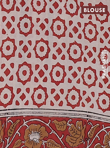 Jaipur cotton saree black and maroon with allover kalamkari prints and printed border