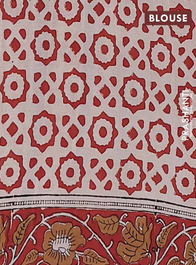 Jaipur cotton saree black and maroon with allover kalamkari prints and printed border