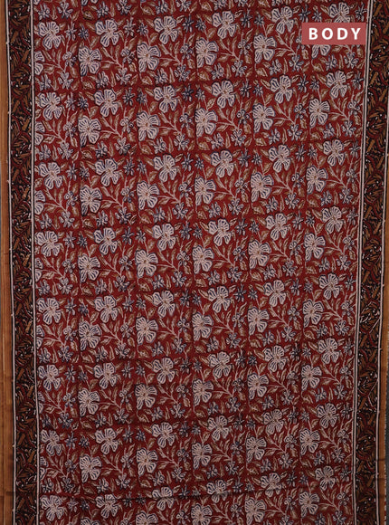 Jaipur cotton saree maroon and black with allover kalamkari prints and printed border