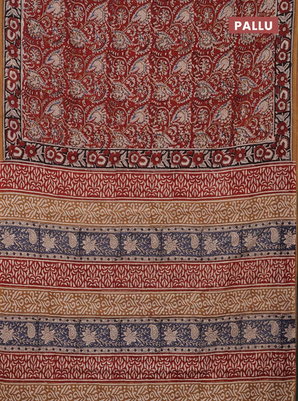 Jaipur cotton saree maroon and black with allover kalamkari prints and printed border