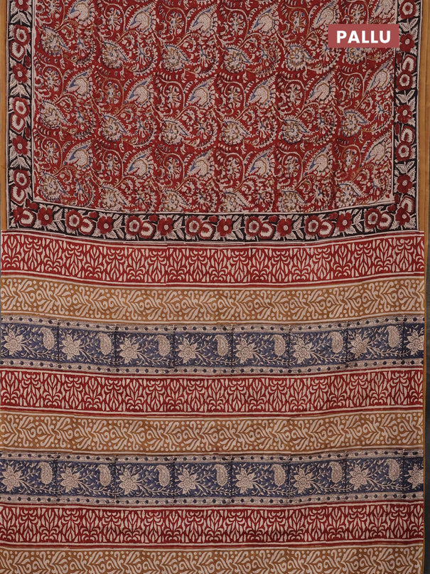 Jaipur cotton saree maroon and black with allover kalamkari prints and printed border