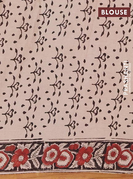 Jaipur cotton saree maroon and black with allover kalamkari prints and printed border