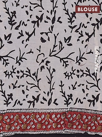 Jaipur cotton saree beige and maroon with allover kalamkari prints and printed border