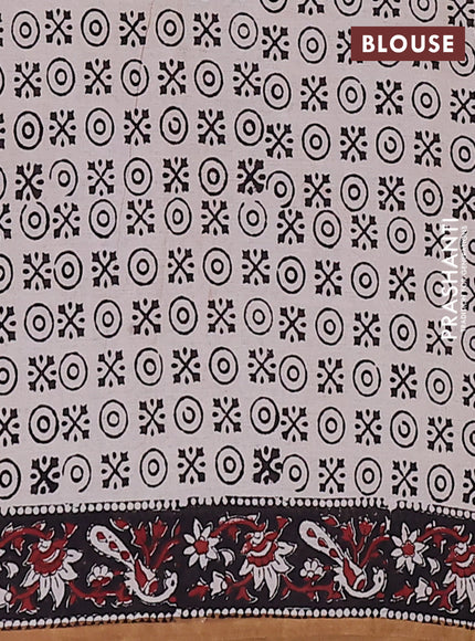 Jaipur cotton saree maroon and sandal with allover kalamkari prints and printed border