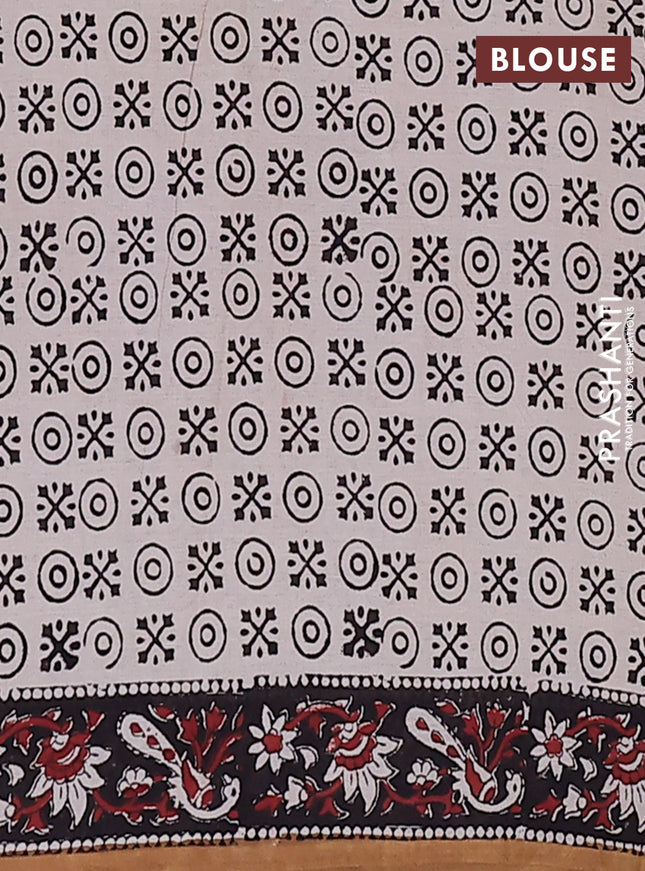 Jaipur cotton saree maroon and sandal with allover kalamkari prints and printed border