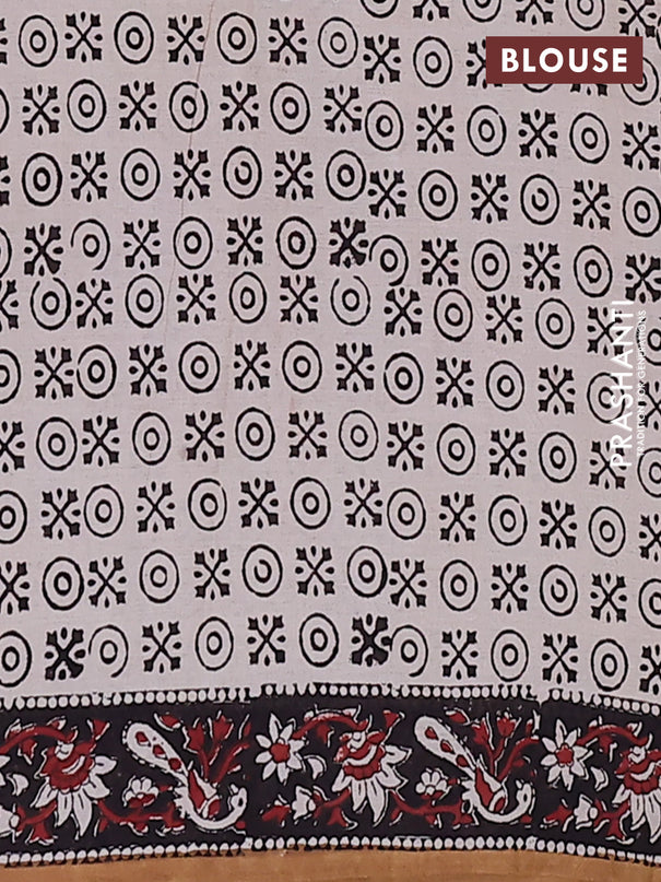 Jaipur cotton saree maroon and sandal with allover kalamkari prints and printed border