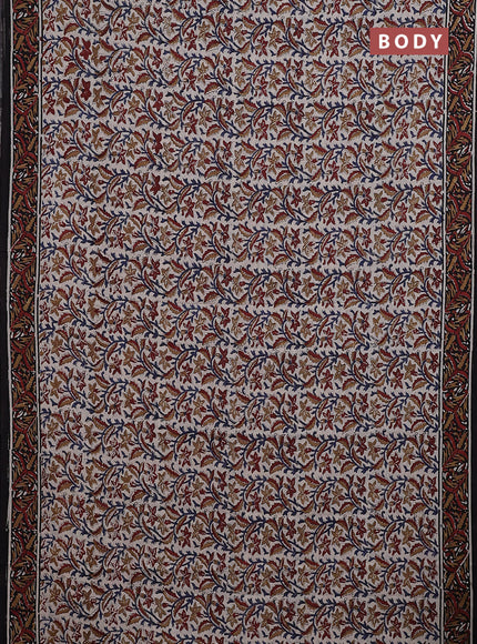 Jaipur cotton saree beige and black with allover kalamkari prints and printed border