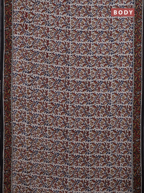 Jaipur cotton saree beige and black with allover kalamkari prints and printed border